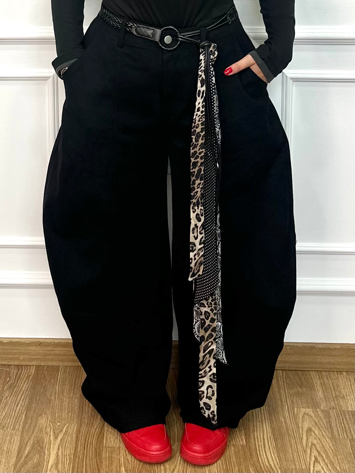 Pantalone black foulard
