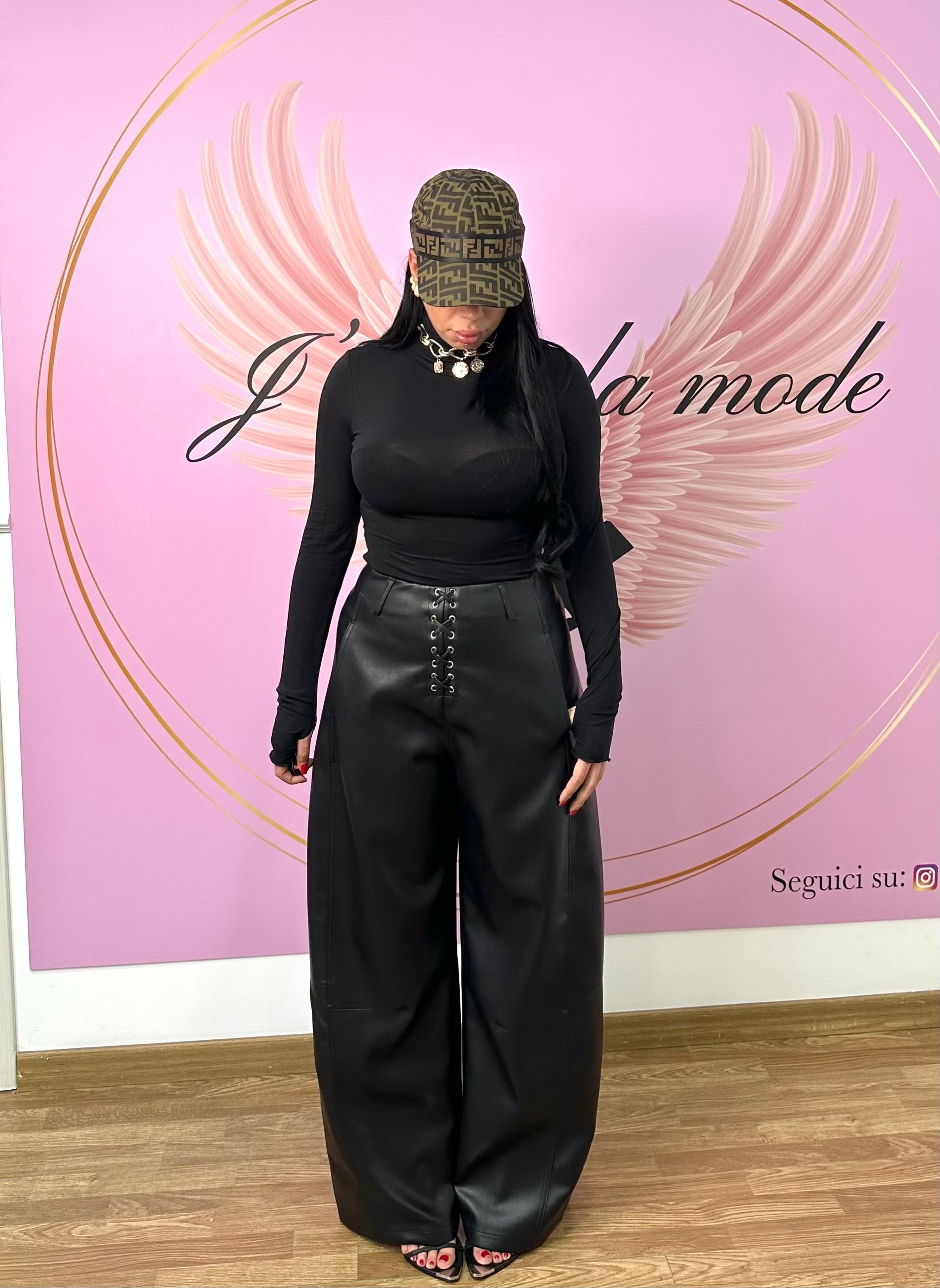 Pantalone balloon ecopelle