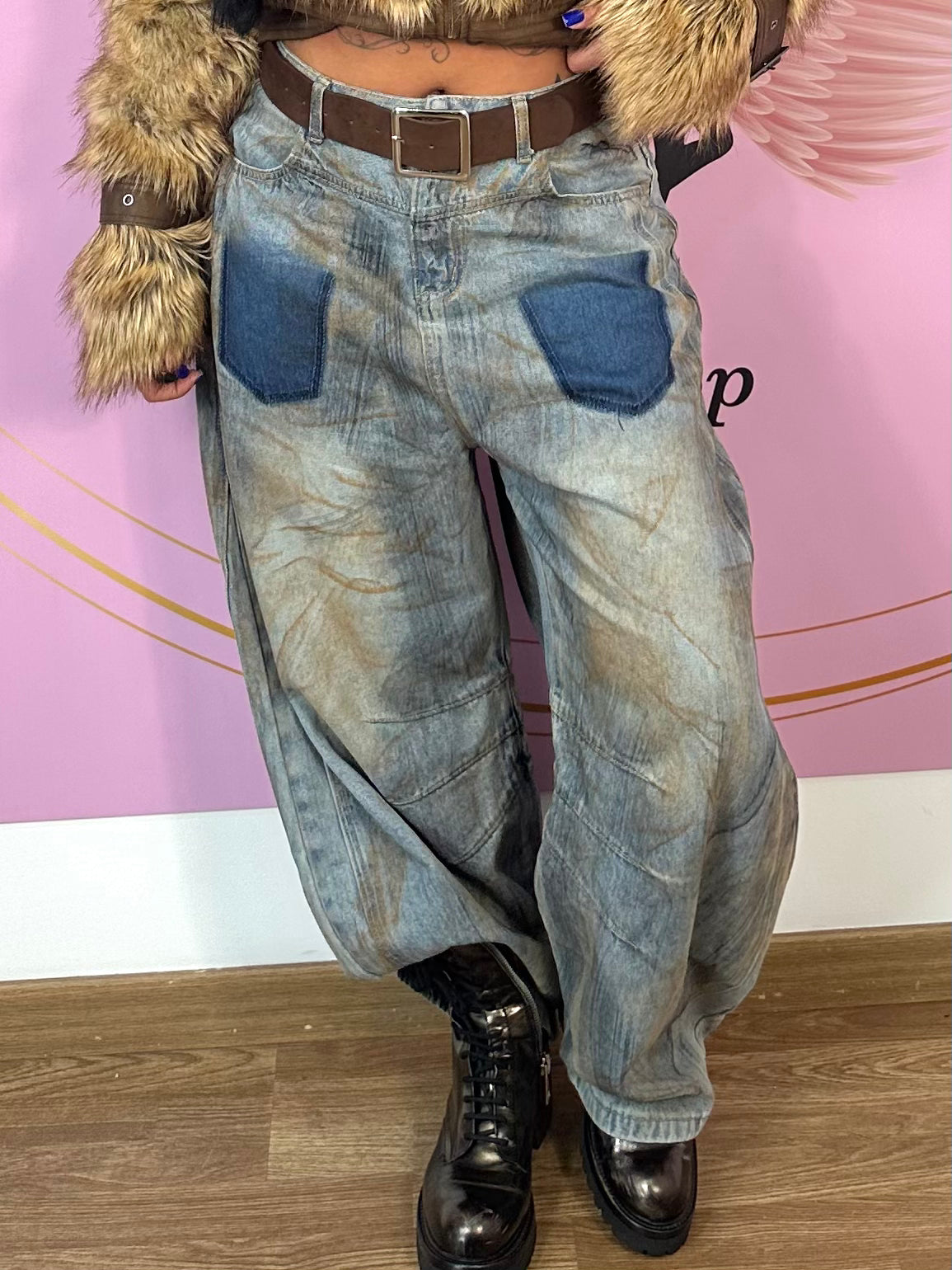 Jeans cintura camoscio