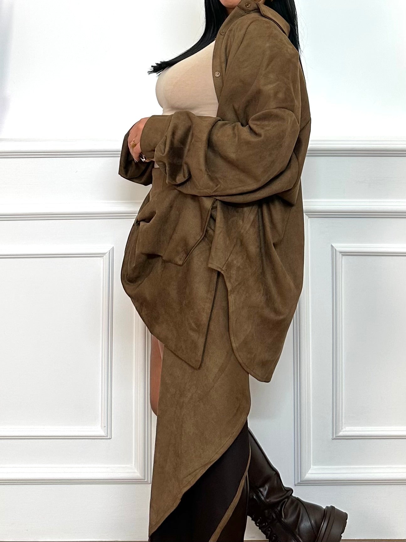 Camicia camoscio oversize