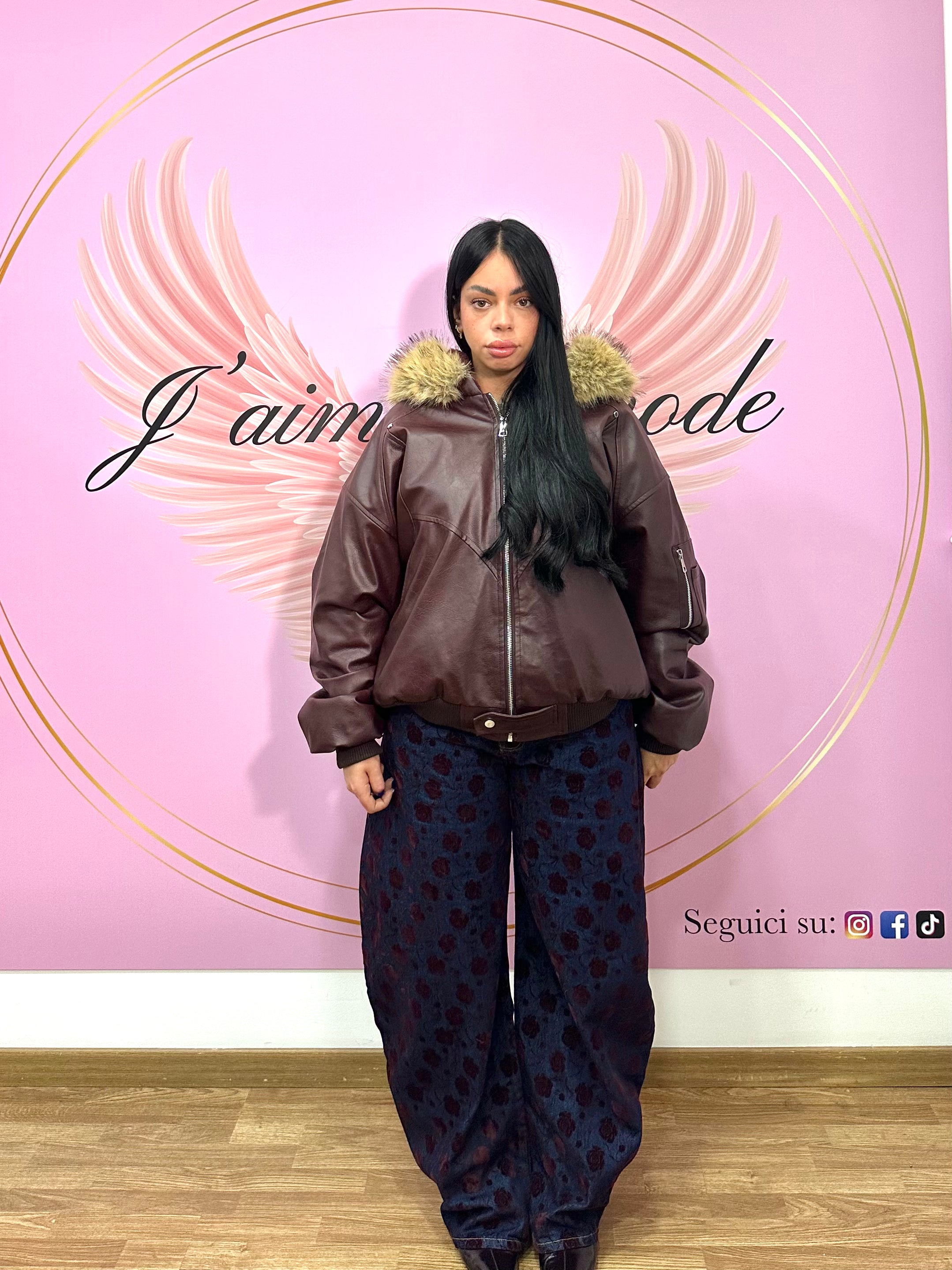 Jeans balloon rose velluto