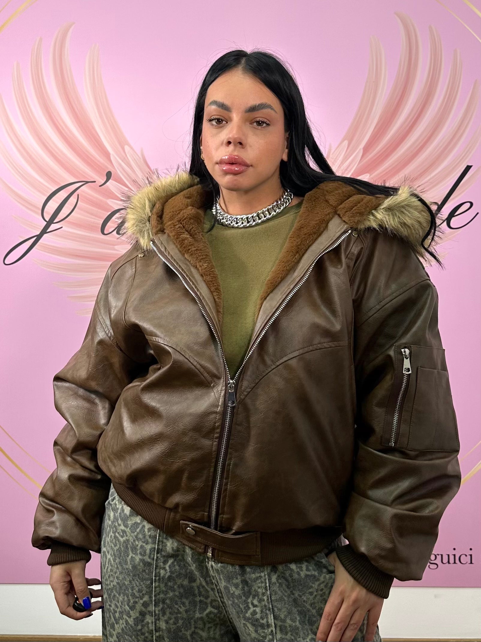 Bomber oversize ecopelle