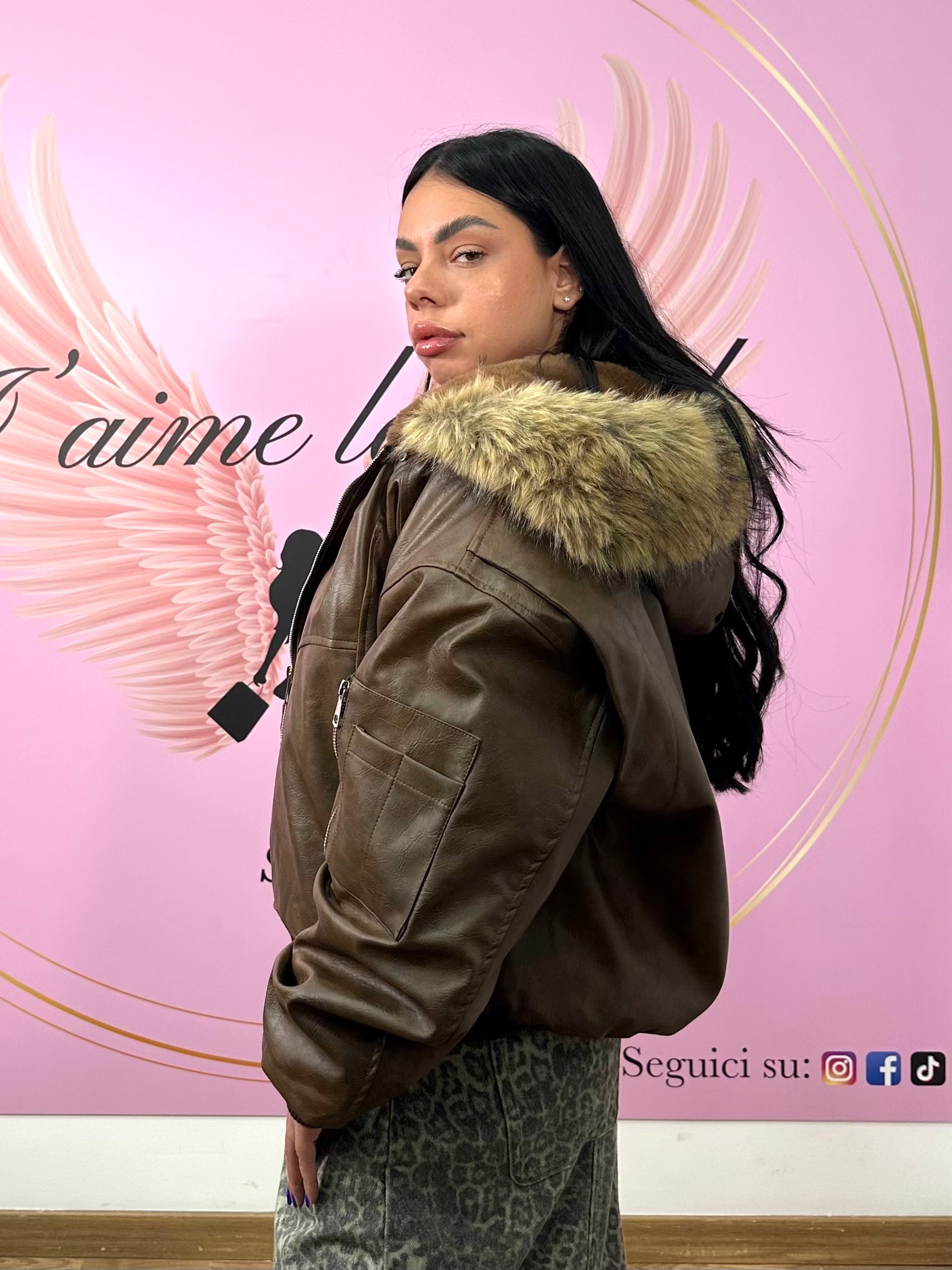 Bomber oversize ecopelle